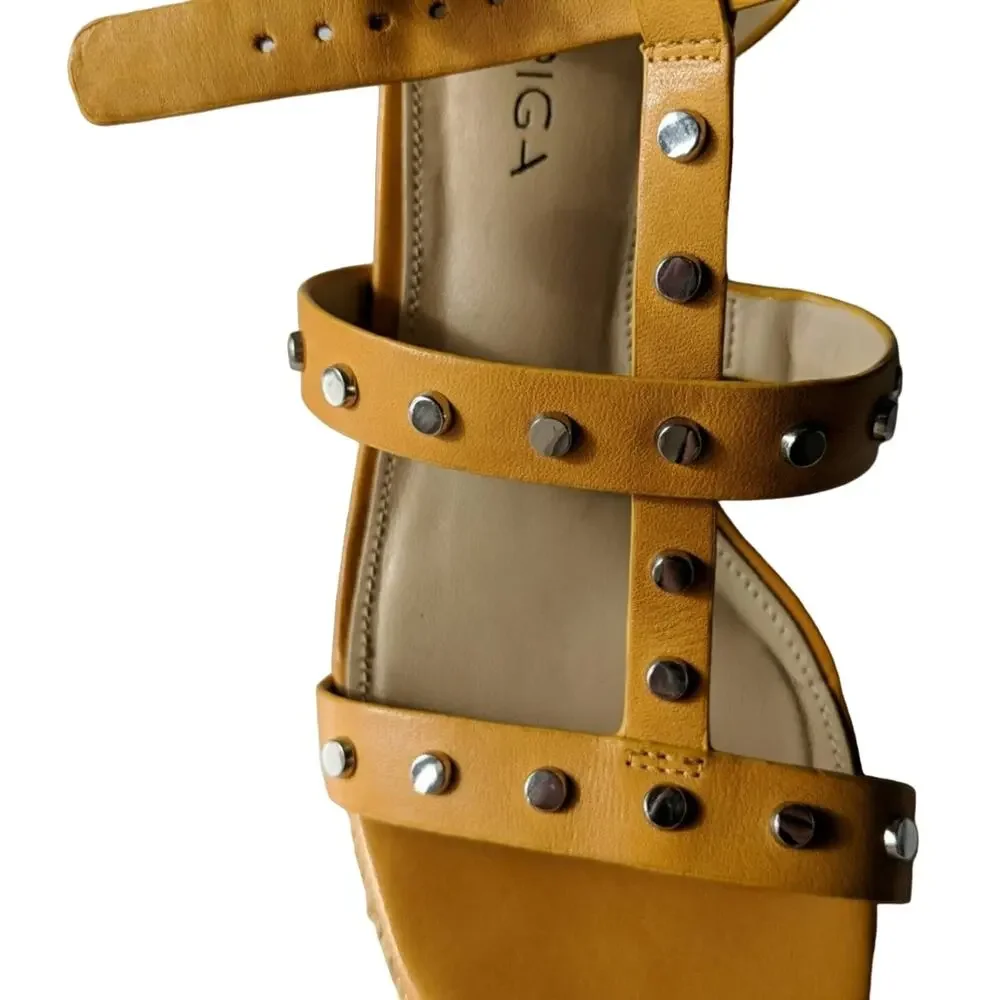 Via Spiga Indya Studded Wedge Sandal Open Toe Adjustable 8M New
